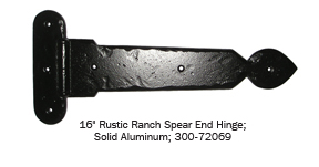 16"X3 3/4 Rustic Ranch Hinge W/Butt Plate Aluminum